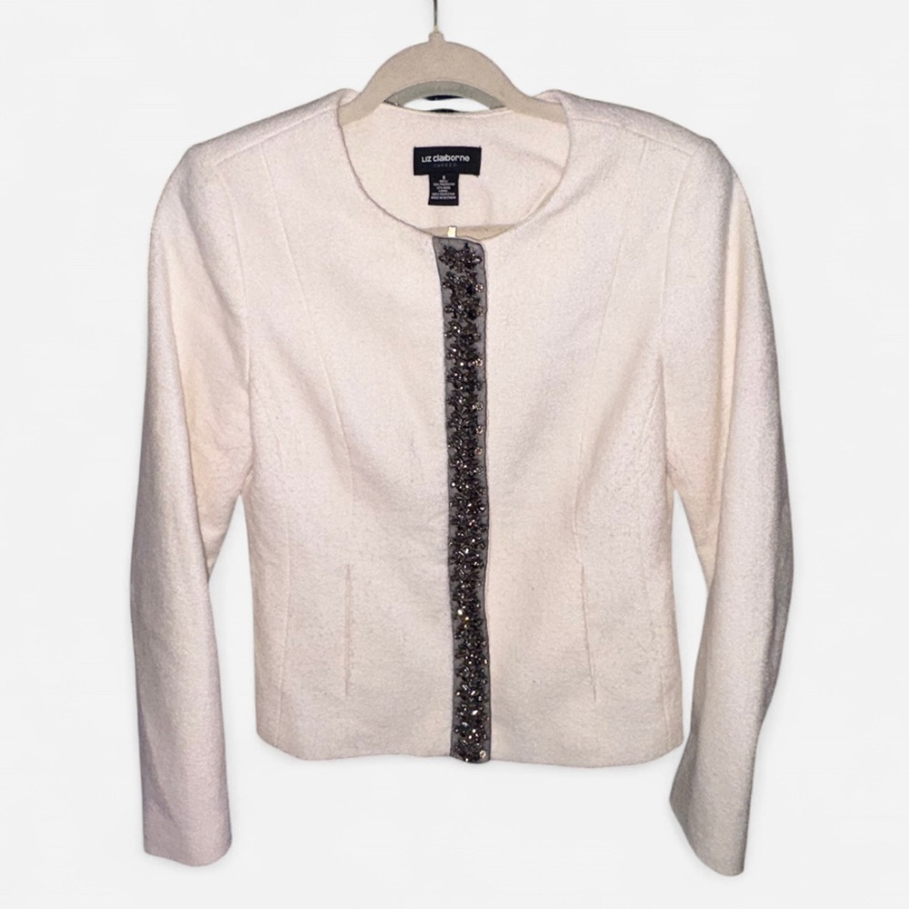 Liz Claiborne Ivory Blazer with Beaded Front